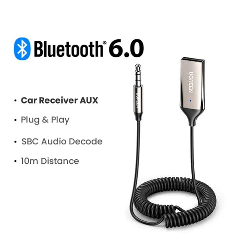 Upgrade Your Drive Instantly – Bluetooth 6.0 AUX Wireless Audio Receiver with Hands-Free Calling