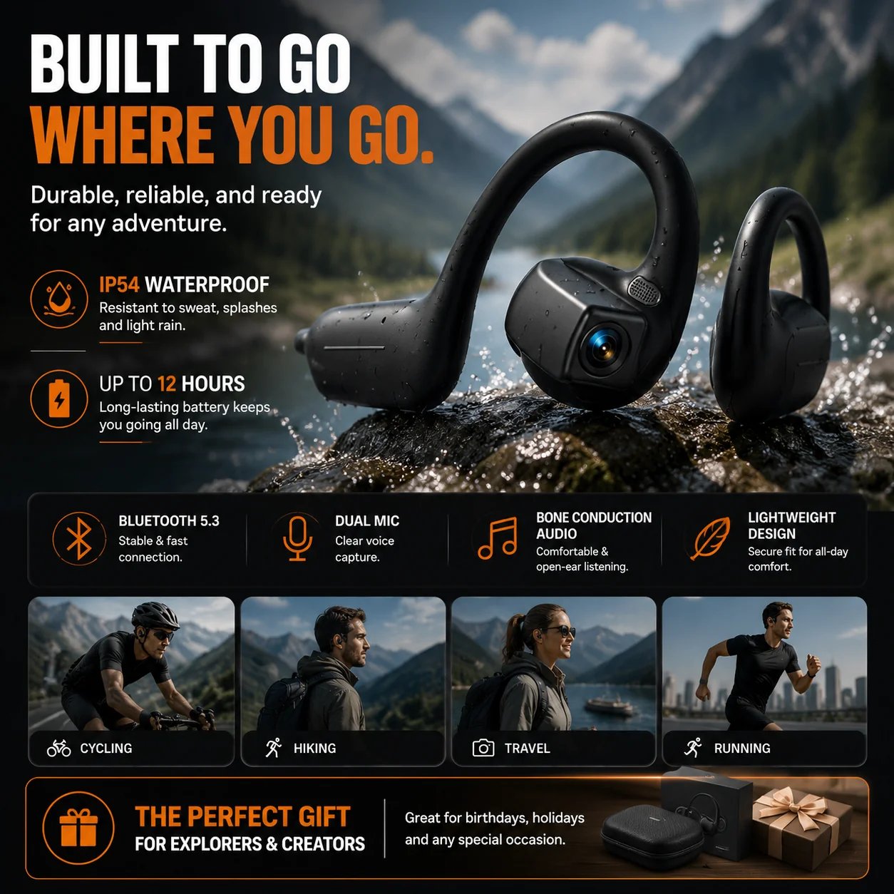 🏆 50K+ SOLD! 49% OFF🎧 8MP Smart Camera Open-Ear Headset – POV Video, Calls & AI Assistance 🎥⛺