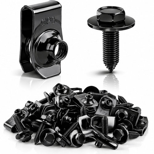 ⚙️ 40PCS 1/4'' Body Bolts & U-Nut Clips Kit, Universal Automotive Fender Bumper Splash Shield Fastener Retainer Set