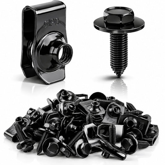 ⚙️ 40PCS 1/4'' Body Bolts & U-Nut Clips Kit, Universal Automotive Fender Bumper Splash Shield Fastener Retainer Set