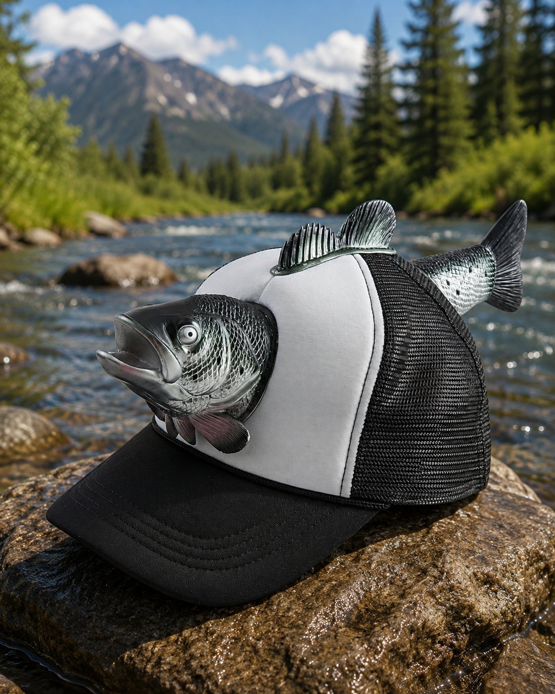 🎣3D Realistic Bass Fish Trucker Hat | Funny Novelty Fishing Cap for Anglers