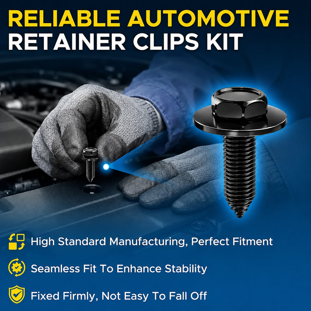 ⚙️ 40PCS 1/4'' Body Bolts & U-Nut Clips Kit, Universal Automotive Fender Bumper Splash Shield Fastener Retainer Set