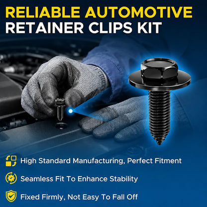 ⚙️ 40PCS 1/4'' Body Bolts & U-Nut Clips Kit, Universal Automotive Fender Bumper Splash Shield Fastener Retainer Set