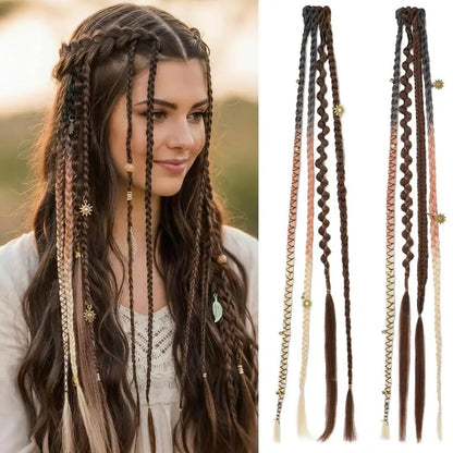 🌿 Boho Beaded Clip-In Braids – Effortless Festival & Everyday Hair Transformation