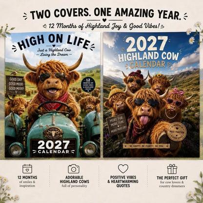 ⭐2027 Funny Highland Cow Wall Calendar | A4 Hanging Calendar