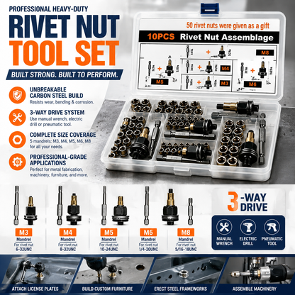 Professional Heavy-Duty Carbon Steel Rivet Nut Tool Set