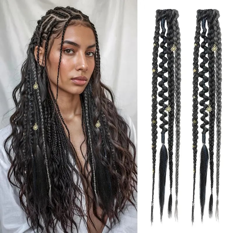 🌿 Boho Beaded Clip-In Braids – Effortless Festival & Everyday Hair Transformation