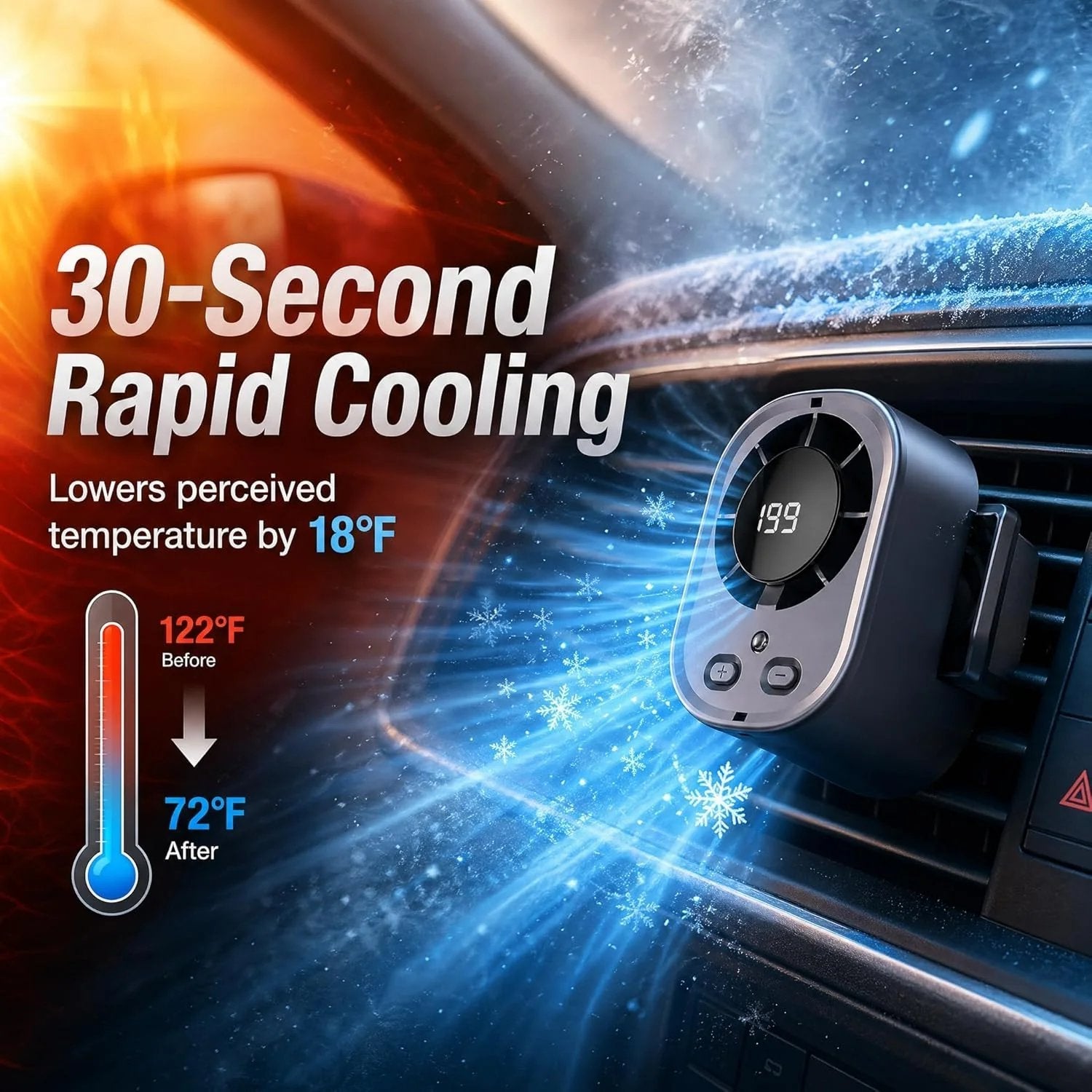 🔥2026 Semiconductor Cooling Car Clip On Fan - 360° Rotation