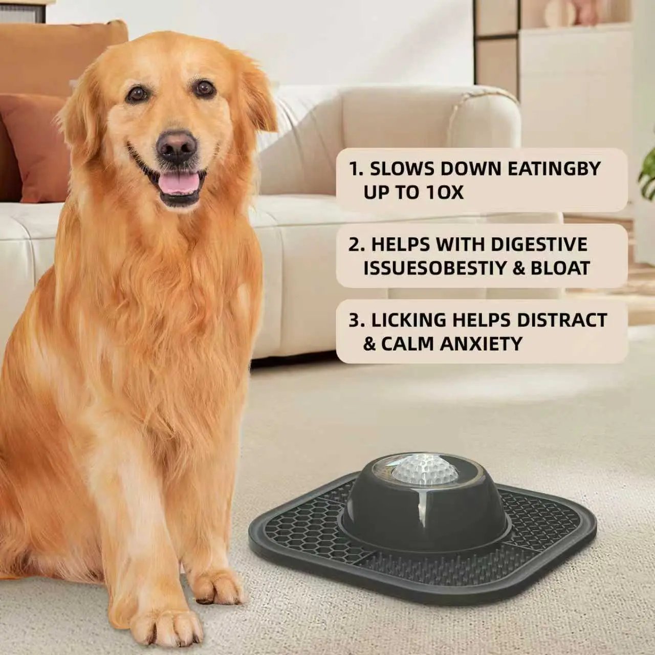 🐾 🥣 Anti-Slip Slow Feeder Lick Bowl with Built-in Ball – 3/4 Cup for Liquid Treats, Bone Broth & Yogurt – for All Dog Breeds