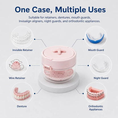 3-in-1 Leak-Proof Retainer Cleaning Case with Mirror, Drain Tray & Travel Storage