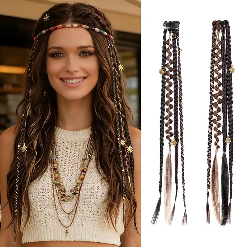 🌿 Boho Beaded Clip-In Braids – Effortless Festival & Everyday Hair Transformation
