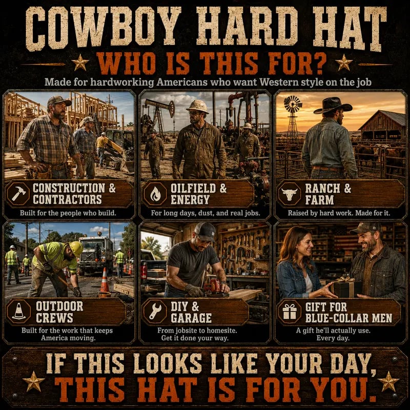 🤠Western Cowboy Hard Hat⛑️Vented Wide Brim Safety Helmet for Construction & Ranch Workers
