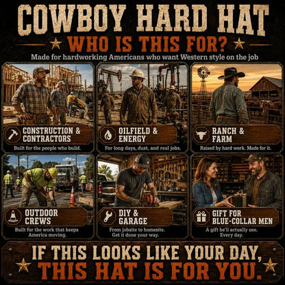 🤠Western Cowboy Hard Hat⛑️Vented Wide Brim Safety Helmet for Construction & Ranch Workers