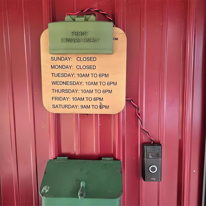 😈 Fake Mine Doorbell Prank Sign – Funny “Front Toward Enemy” No Soliciting Doorbell Cover for Home Entryway & Delivery Driver Reactions