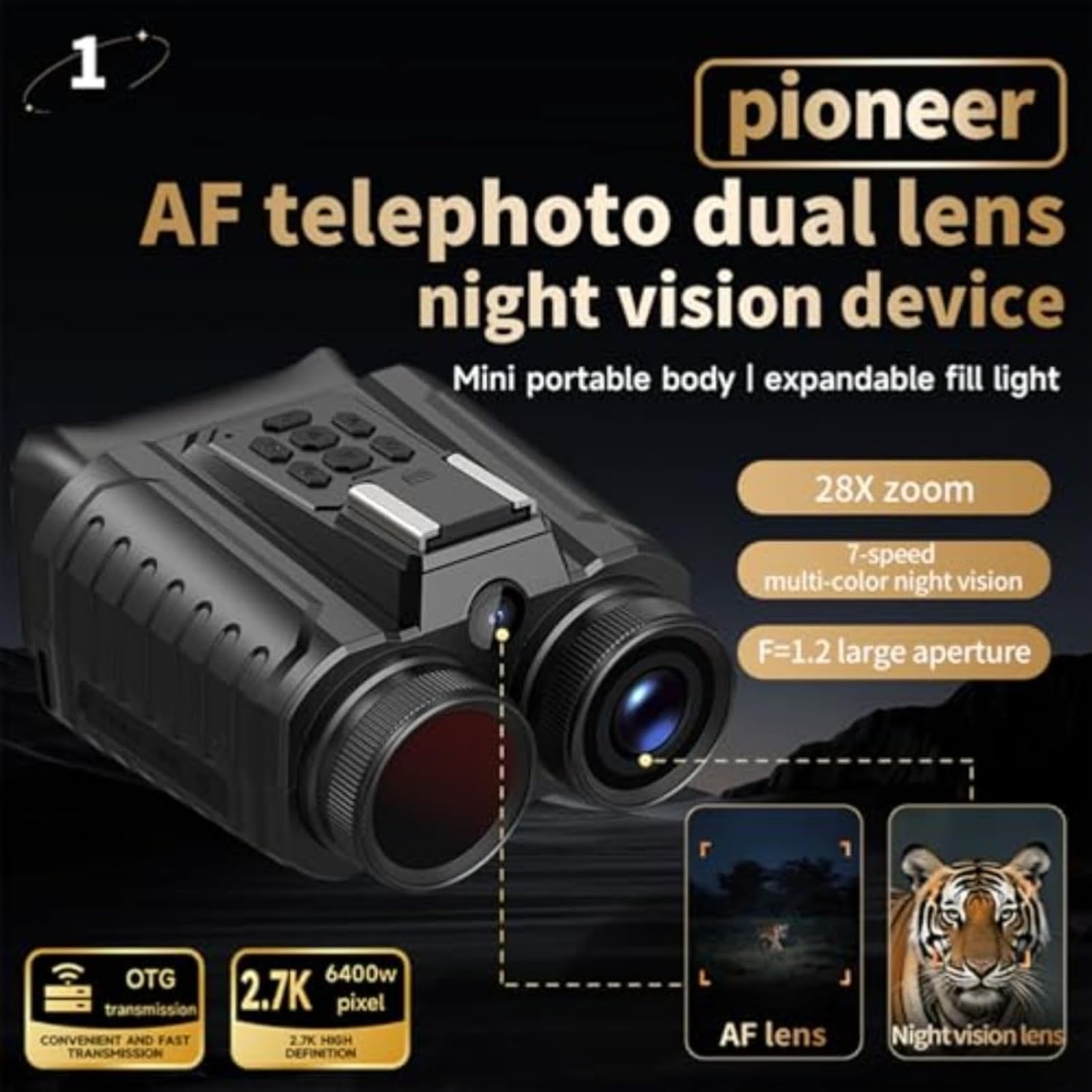 4K Night Vision Monocular Camera – 28X Zoom HD Screen