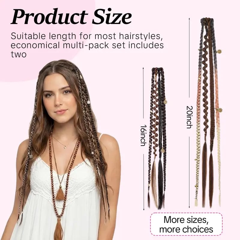 🌿 Boho Beaded Clip-In Braids – Effortless Festival & Everyday Hair Transformation