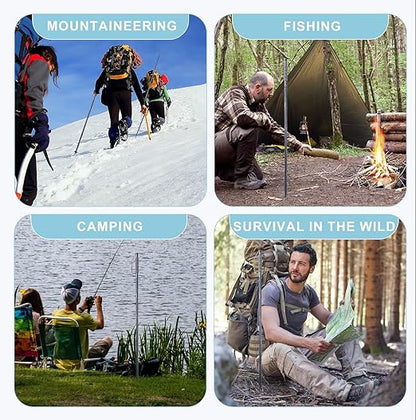 Outdoor Survival Hiking Walking Stick – Collapsible Survival Trekking Pole