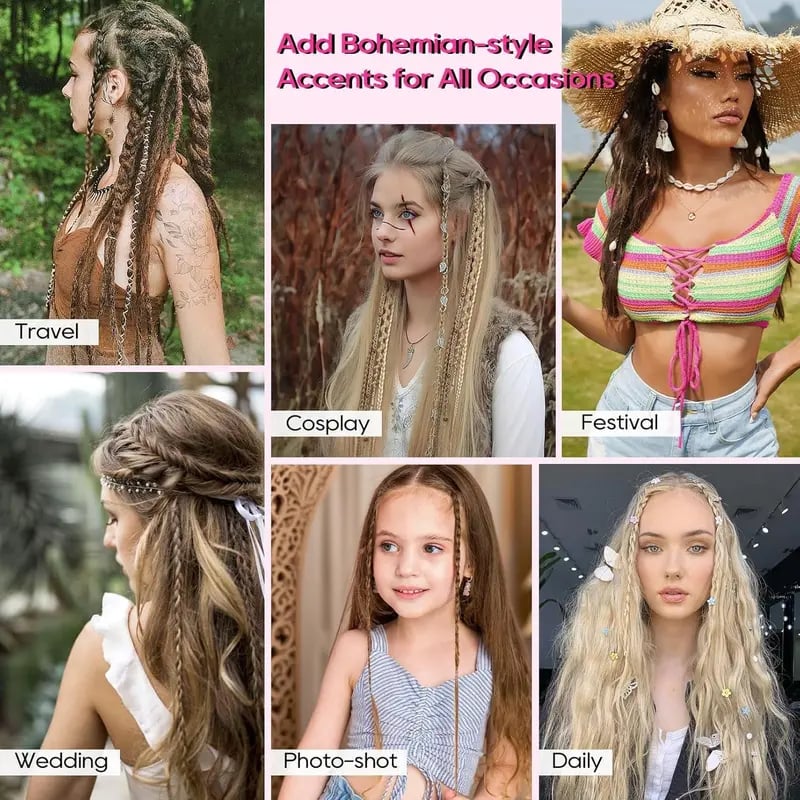 🌿 Boho Beaded Clip-In Braids – Effortless Festival & Everyday Hair Transformation