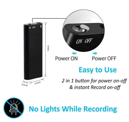Secret Hidden Voice Recorder – Voice Activated, Smart Noise Reduction, Auto File Save