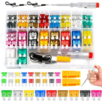 🔧 300Pcs Car Fuse Kit – Standard & Mini Blade Fuses with Puller (2A–40A)