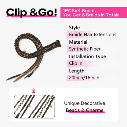 🌿 Boho Beaded Clip-In Braids – Effortless Festival & Everyday Hair Transformation