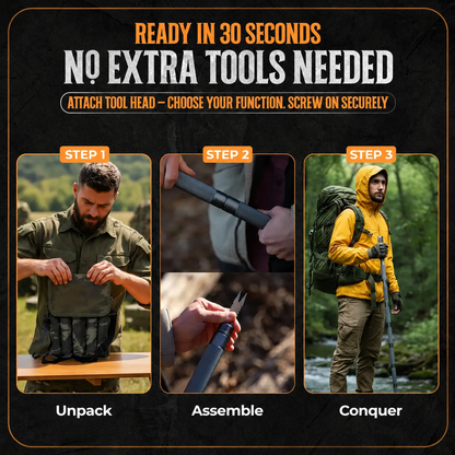 Multifunctional Tactical Hiking Stick - 15-in-1 Survival Multi-Tool for Outdoors