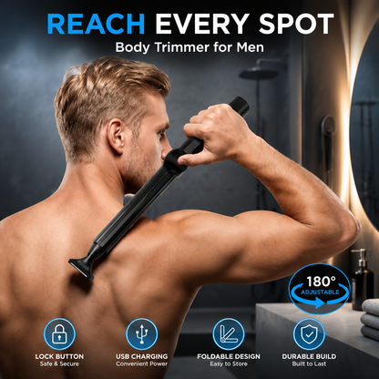 🥳2026 HOT SALE🥳💞50K+ SOLD!🪒💪 Reach-Anywhere Body Trimmer – Extendable handle, precision heads. Trim back, chest & legs yourself – no help needed! 🧔✨