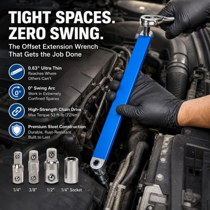 Offset Extension Wrench with Square Drive Adapters
