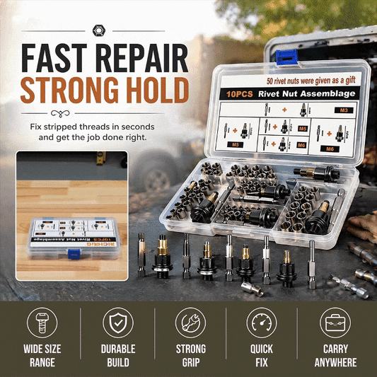 Head Rivet Nut Tool, M3 M4 M5 M6 M8 Rivnut Kit
