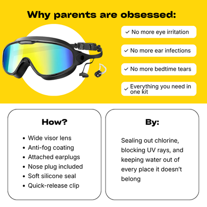 HD Wide-View Swim Goggles | Anti-Fog, UV Protection & Leak-Proof