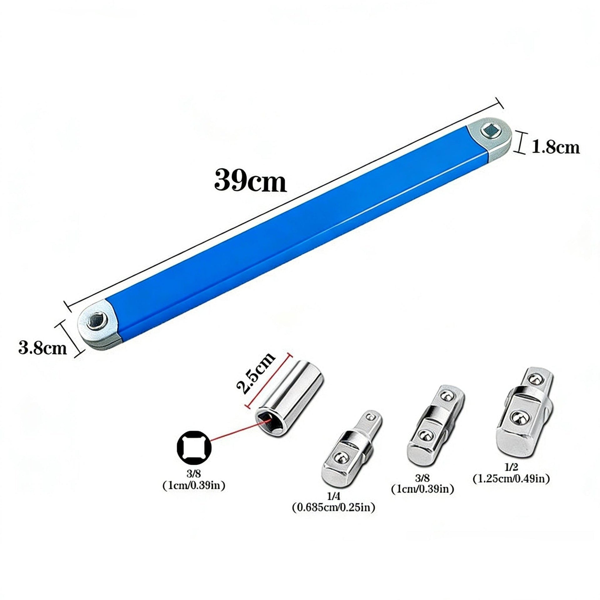 Offset Extension Wrench with Square Drive Adapters