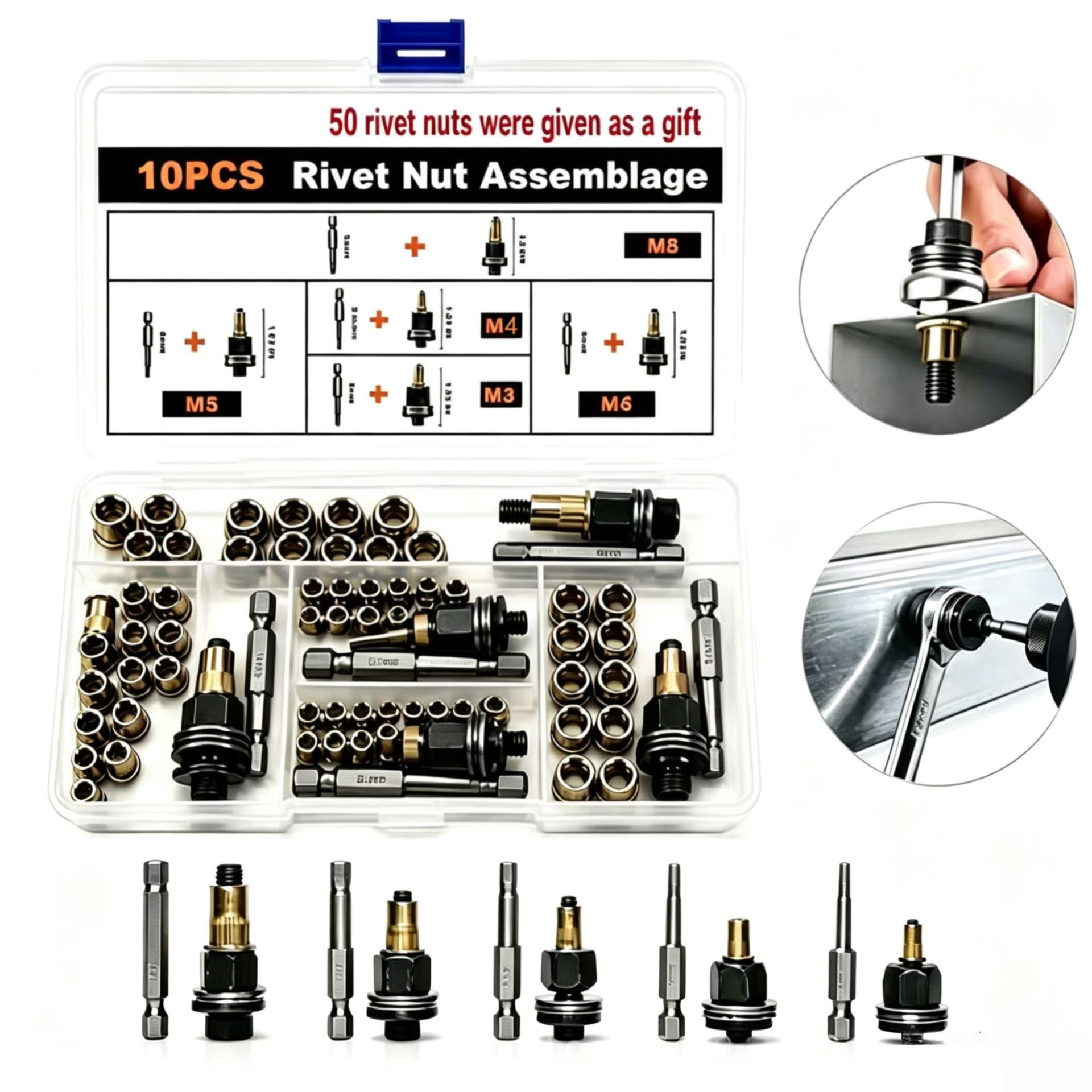 Professional Heavy-Duty Carbon Steel Rivet Nut Tool Set