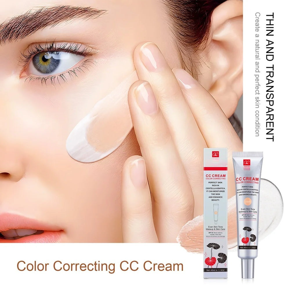 Color Correcting CC Cream with Centella - Lightweight Foundation with Whitening, BB Cream Coverage & Skin Repair in One