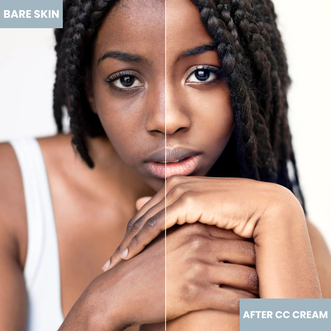 Color Correcting CC Cream with Centella - Lightweight Foundation with Whitening, BB Cream Coverage & Skin Repair in One