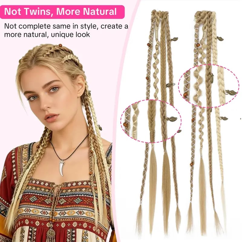 🌿 Boho Beaded Clip-In Braids – Effortless Festival & Everyday Hair Transformation