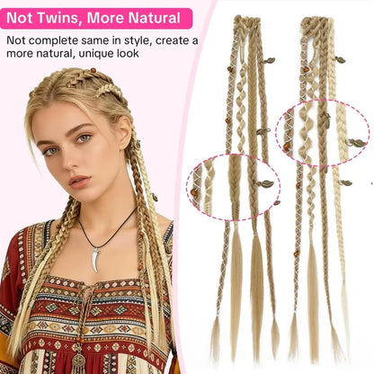 🌿 Boho Beaded Clip-In Braids – Effortless Festival & Everyday Hair Transformation