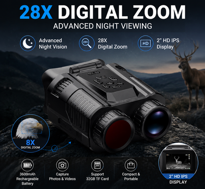4K Night Vision Monocular Camera – 28X Zoom HD Screen