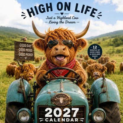 ⭐2027 Funny Highland Cow Wall Calendar | A4 Hanging Calendar