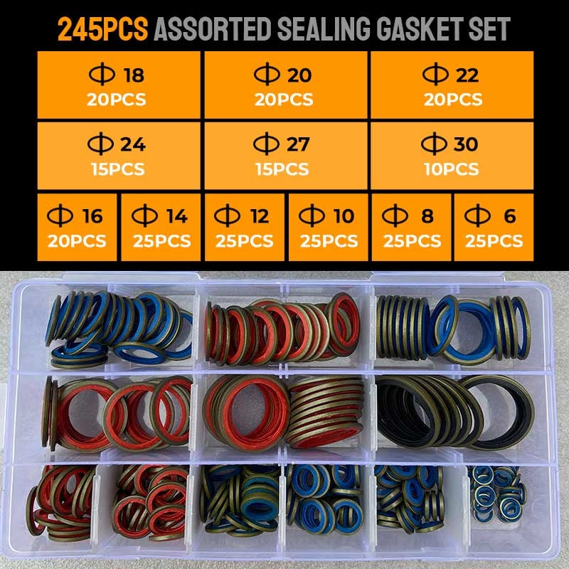Sealing Gasket Washer Kit – 245Pcs M6-M30 Rubber O-Ring Set