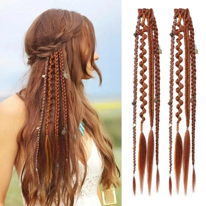 🌿 Boho Beaded Clip-In Braids – Effortless Festival & Everyday Hair Transformation