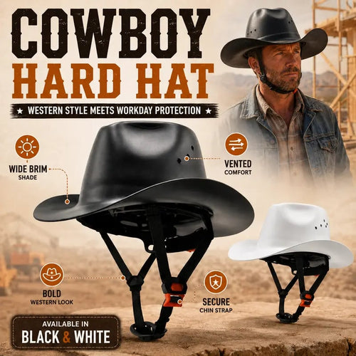 🤠Western Cowboy Hard Hat⛑️Vented Wide Brim Safety Helmet for Construction & Ranch Workers