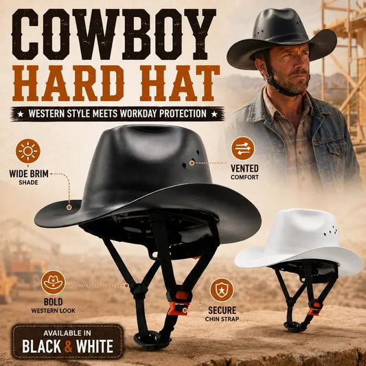 🤠Western Cowboy Hard Hat⛑️Vented Wide Brim Safety Helmet for Construction & Ranch Workers