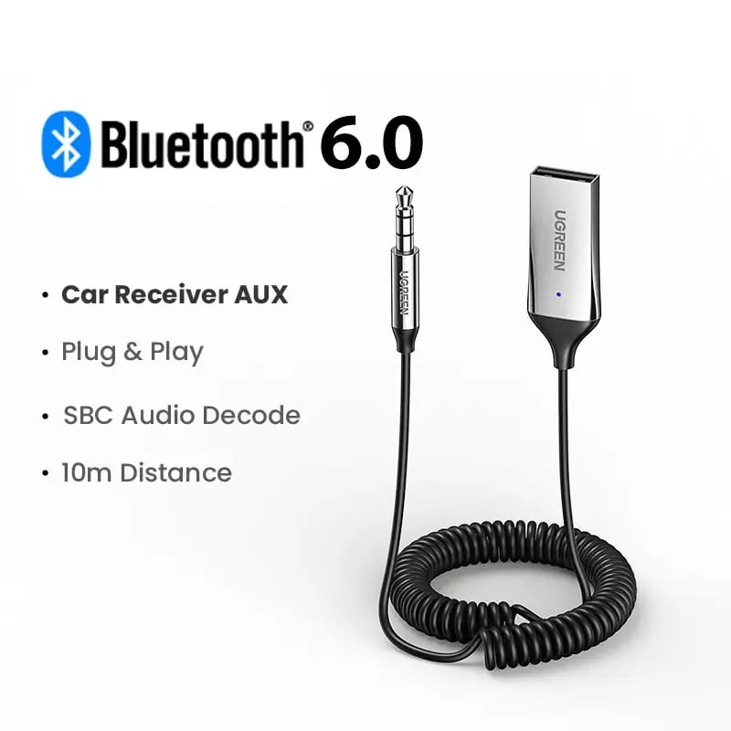 Upgrade Your Drive Instantly – Bluetooth 6.0 AUX Wireless Audio Receiver with Hands-Free Calling