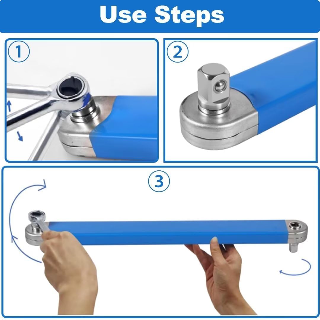 Offset Extension Wrench with Square Drive Adapters