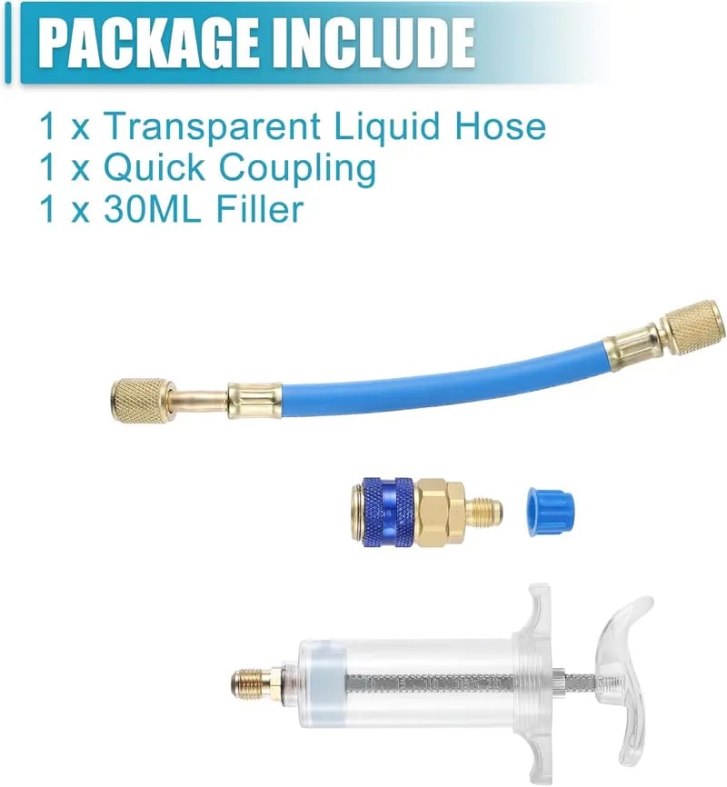 30ml AC Oil & Dye Injector Kit – Quick Connect for Automotive & HVAC Systems