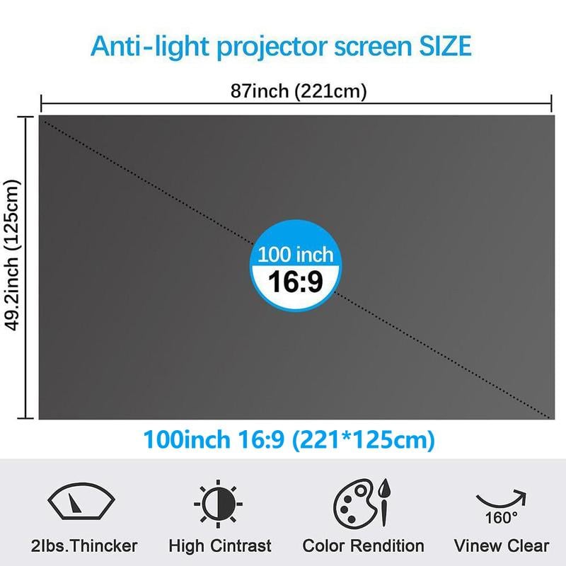 4K Metal Lightproof Foldable Portable Movie Screen (16:9)🎥✨