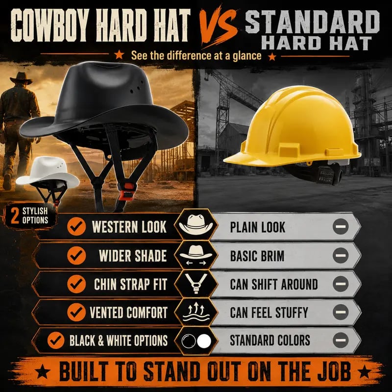 🤠Western Cowboy Hard Hat⛑️Vented Wide Brim Safety Helmet for Construction & Ranch Workers