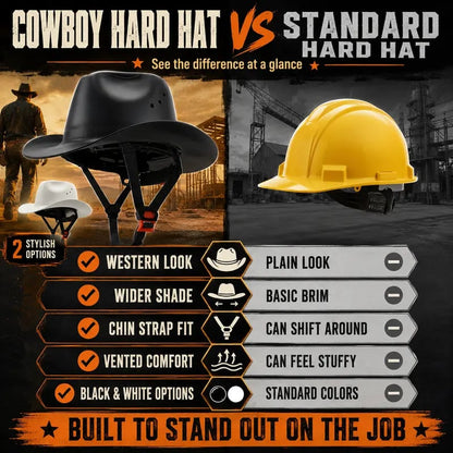 🤠Western Cowboy Hard Hat⛑️Vented Wide Brim Safety Helmet for Construction & Ranch Workers
