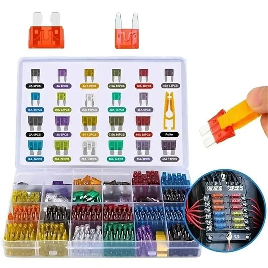 🔧 300Pcs Car Fuse Kit – Standard & Mini Blade Fuses with Puller (2A–40A)