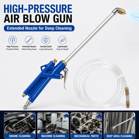 High-Pressure Pneumatic Air Blow Gun with Extended Nozzle for Engine & Mechanical Deep Cleaning